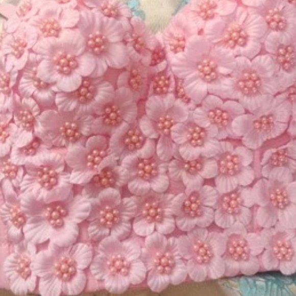 Beaded Detailed Flowers Corset Top - Picture 7 of 11